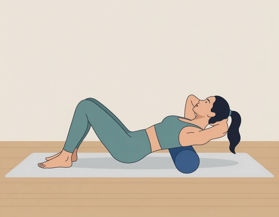 흉추 신전 폼롤러 스트레칭 동작