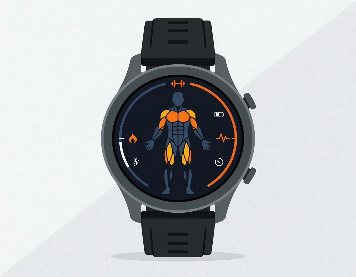 가민 스마트워치의 근육 지도 데이터 일러스트