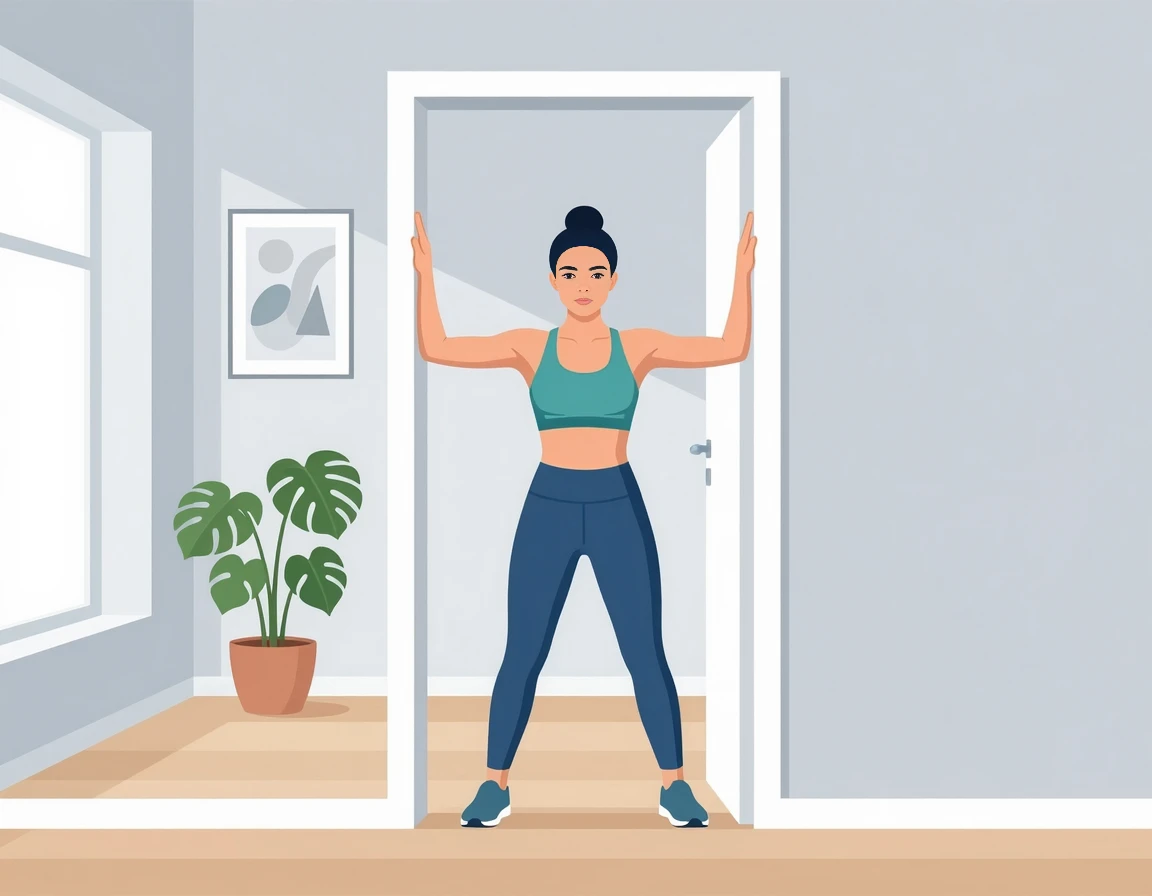 문틀을 활용한 가슴 근육 스트레칭