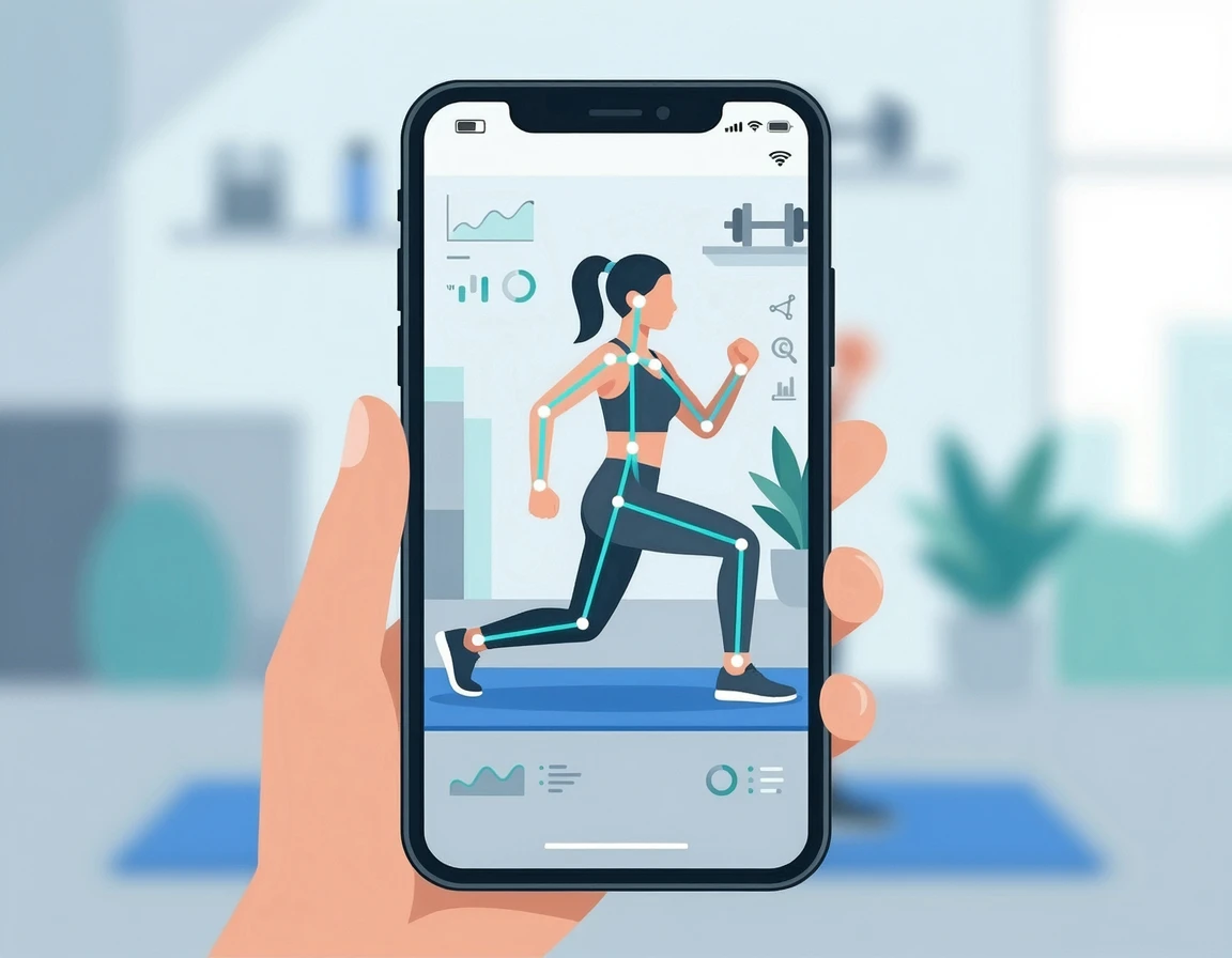 관절 궤적과 각도를 분석해주는 AI 운동 앱 화면 일러스트