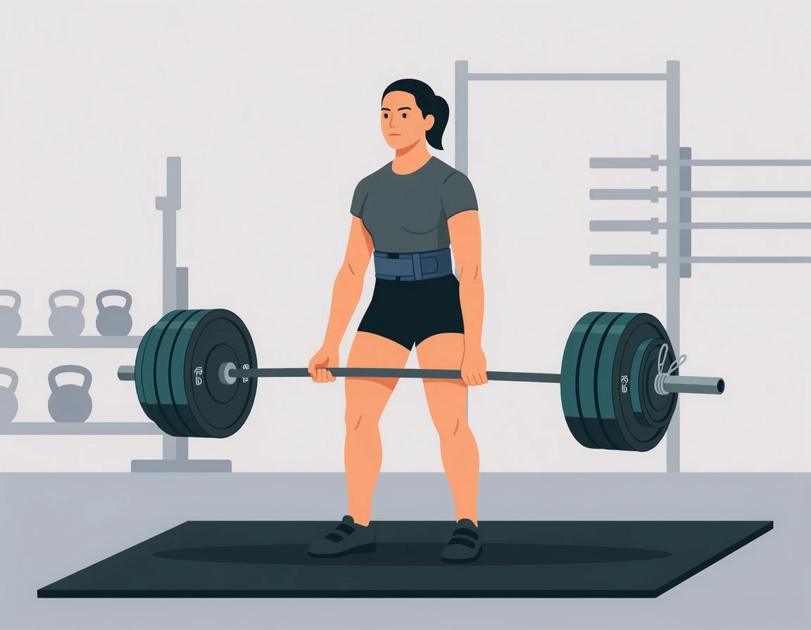 올바른 자세로 데드리프트를 수행하는 모습