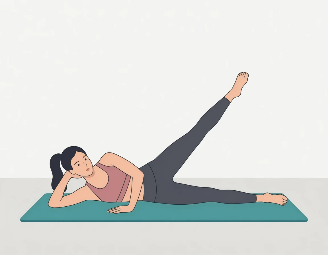 옆으로 누워 다리를 들어올리는 사이드 레그 레이즈 일러스트