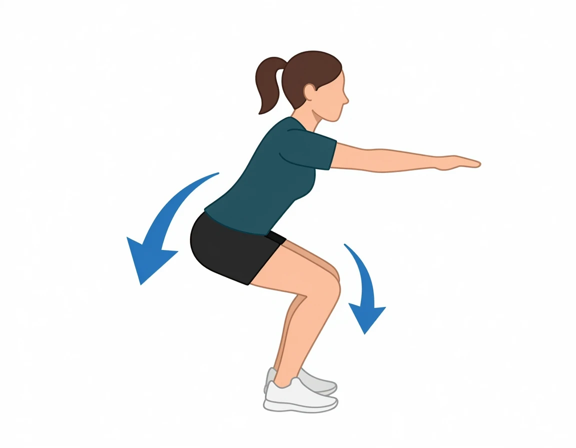 고관절 힌지를 사용하여 올바르게 스쿼트를 시작하는 자세