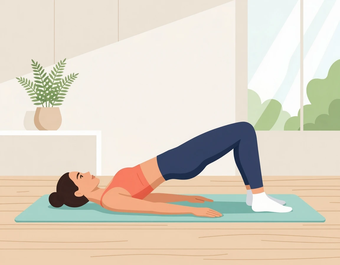 바닥에 누워 골반을 들어올리는 힙 브릿지 동작 일러스트