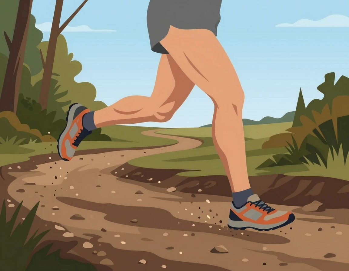 다양한 노면 환경에서 전신 근육을 사용하며 야외를 달리는 모습