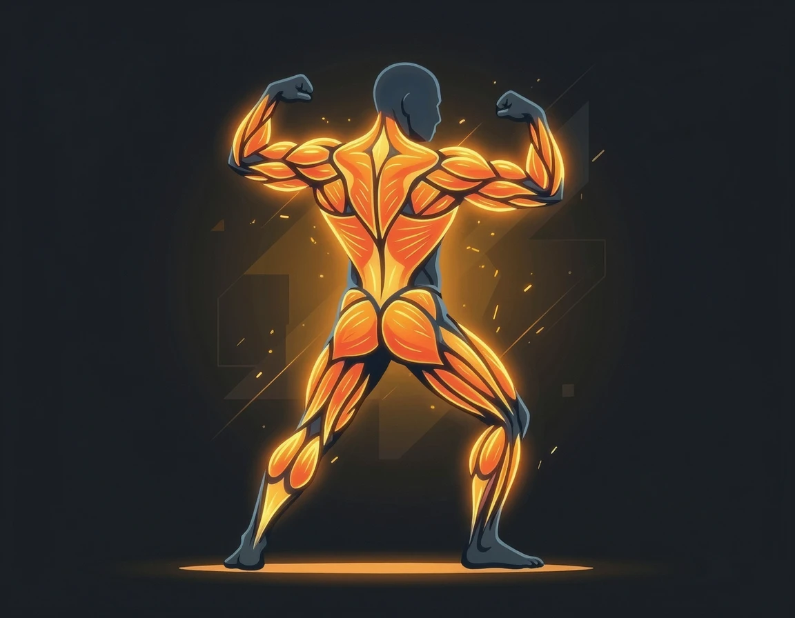 전신 근육이 활성화된 무분할 운동 개념 일러스트