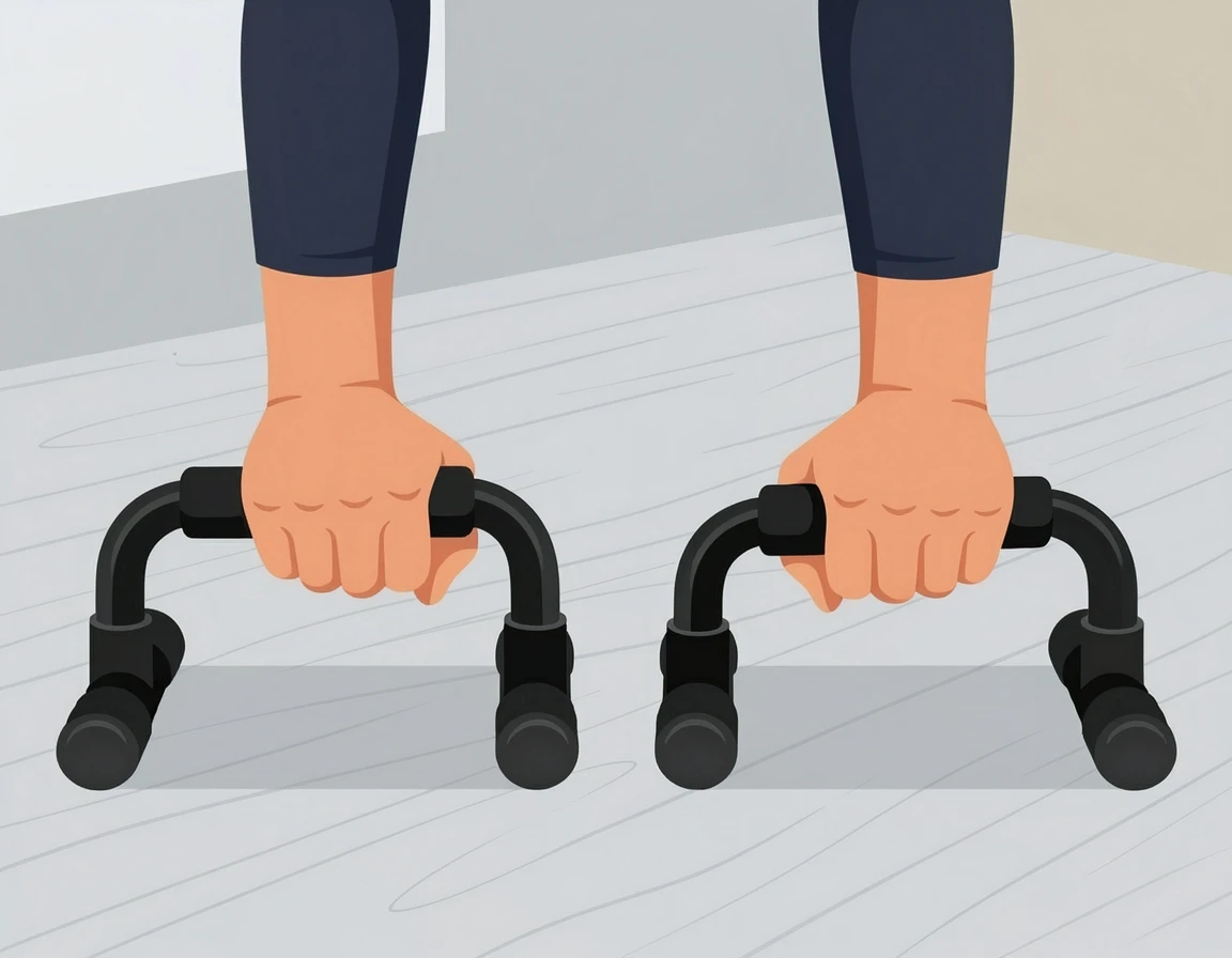 푸시업바를 쥐고 손목 중립을 유지하는 일러스트